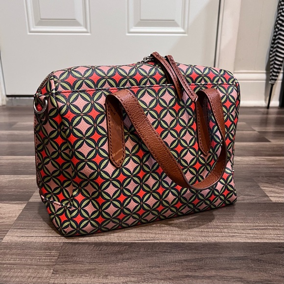 FOSSIL Sydney Signature Multi Color Geometric Patterned Satchel Handbag - Picture 2 of 9